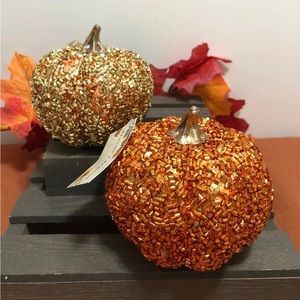 🍁 2 SEQUIN ADORNED PUMPKINS 🍁